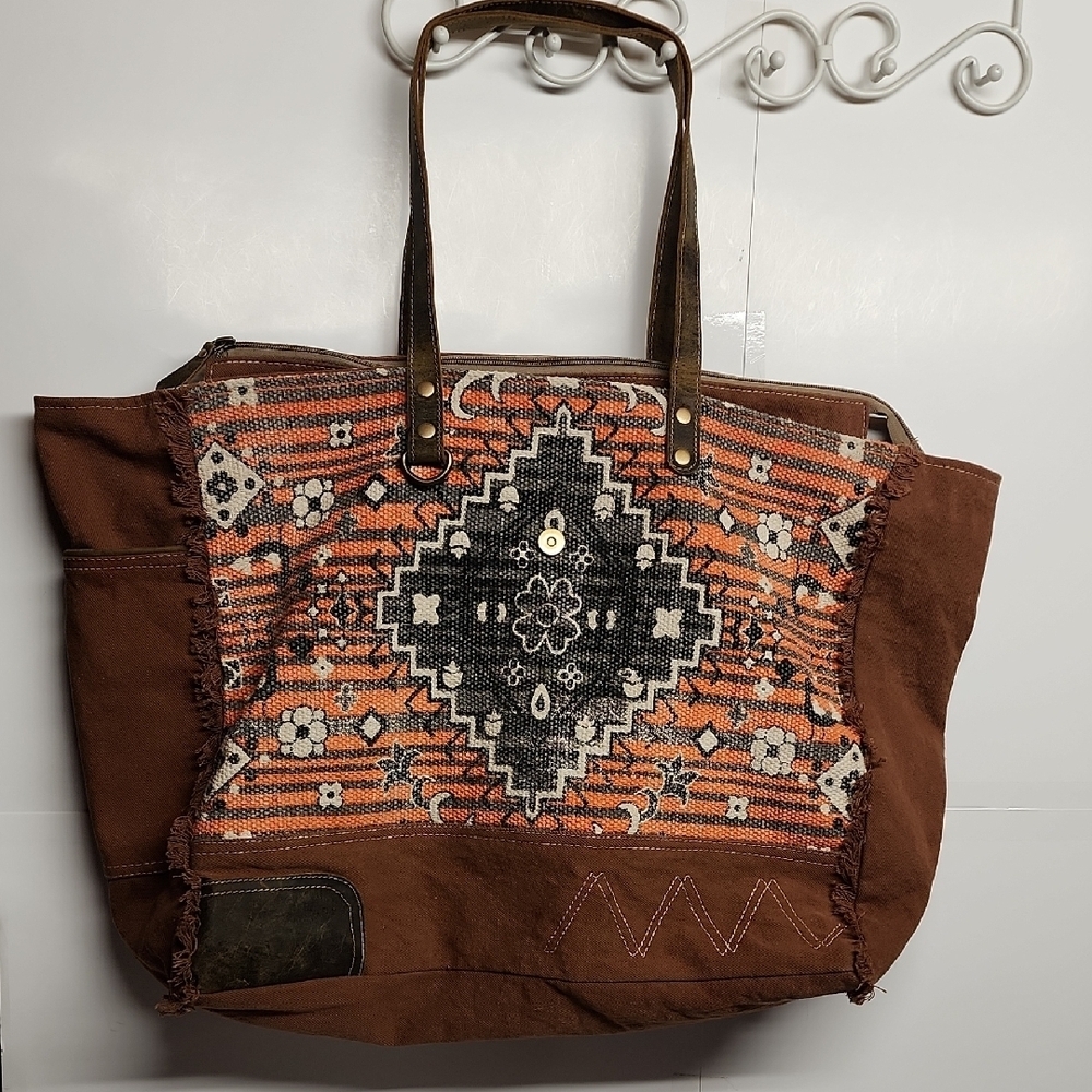 Myra Bag Sunkissed Cotton Canvas & Goat Leather Hugh XL Weekender Travel Bag